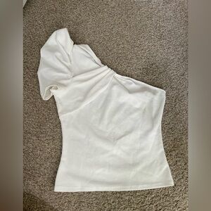 TCEC White One-Shoulder Blouse